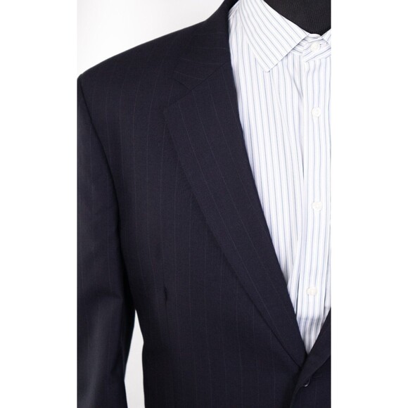 Jos A Bank 2 Button Blue Striped 100% Wool Sport Coat Jacket Blazer Sz 46r - Picture 6 of 13